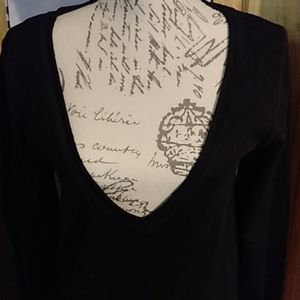 V neck black sweater